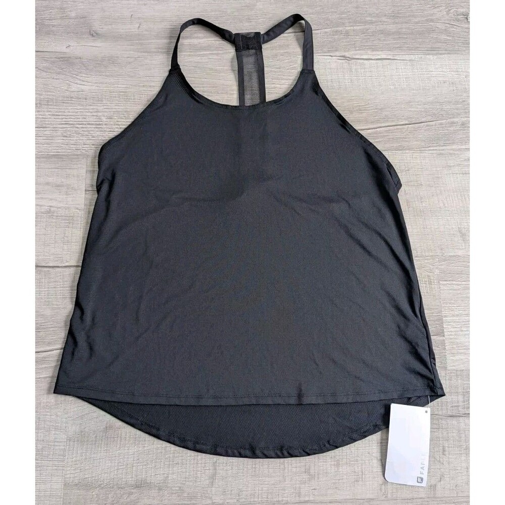 Fabletics Womens Eunice Top Small Black Pullover Tank Racerback Stretch NWT